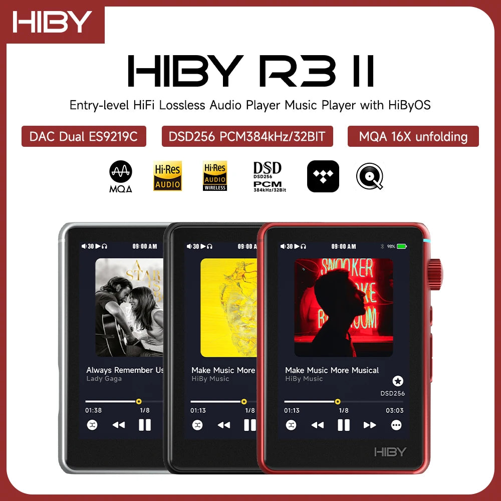 HiBy R3 II / R3 Gen 2 Bluetooth WiFi Music Player MP3 HiFi Audio Player MSEB MQA16X DSD 256 Web Radio USB Type C DAC Walkman